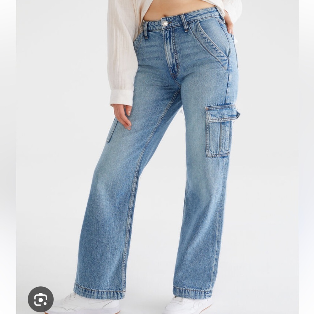 High rise wide leg baggy cargo jeans